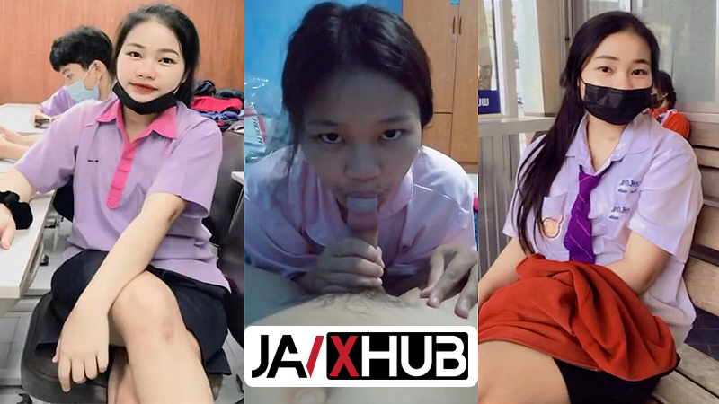 คลิปหลุดนักเรียน สาวอาชีวะ ตั้งกล้องเย็ดกับแฟน นัดเย็ดกันที่หอพัก นอนให้แฟนอมควย ลีลาเด็ด ดูดควยน้ำเกือบแตก เสียงไทยชัดเจน